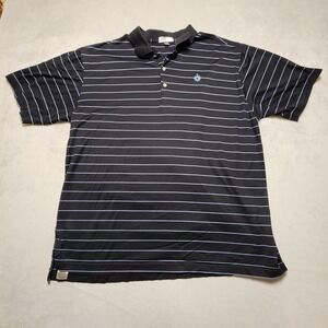 Peter Millar Black & Blue Stripes Polo Golf Shirt Mens XXL Sunburst The Grand